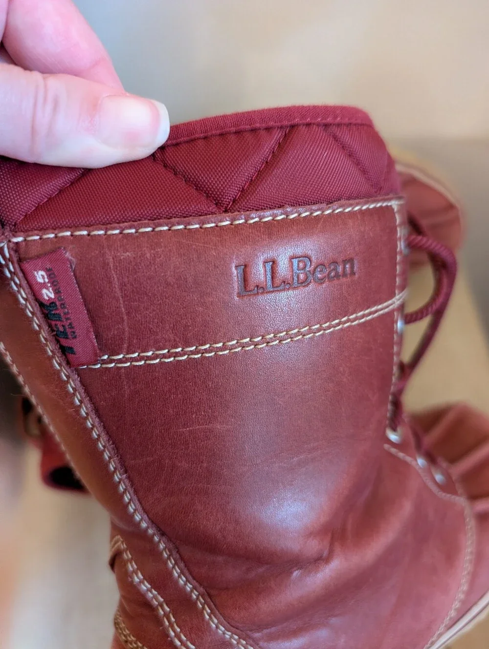 Women's LL Beans Red Leather Insulated Duck Boots
